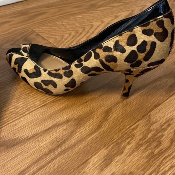 SOLD JESSICA Simpson Women’s Black Leopard Print Peep Toe Heels (Size 8B/38) - Picture 5 of 16